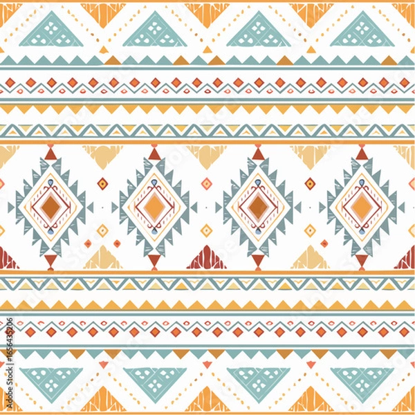 Fototapeta Creative ethnic style vector seamless pattern. Unique geometric vector swatch.
