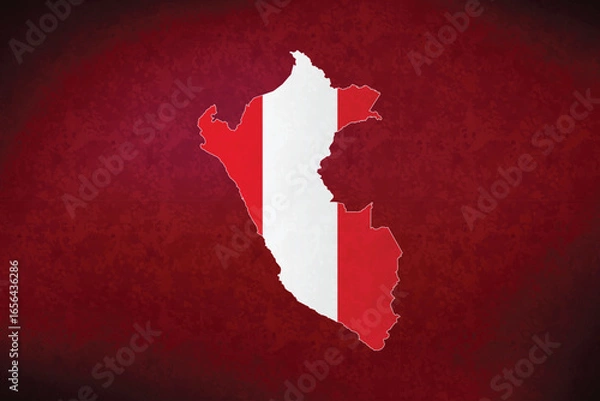 Fototapeta Peru vector map with flag	