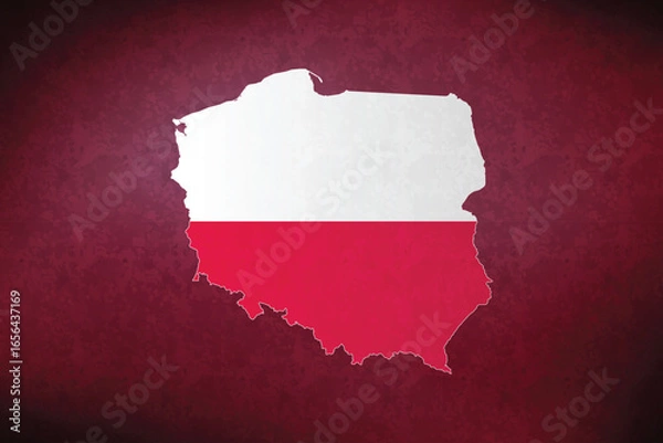 Fototapeta Poland vector map with flag	