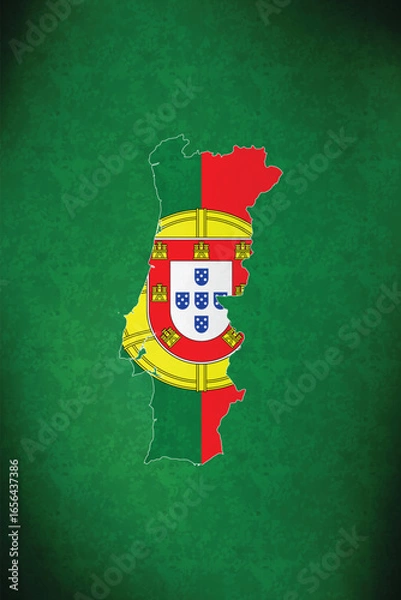 Fototapeta Portugal vector map with flag	