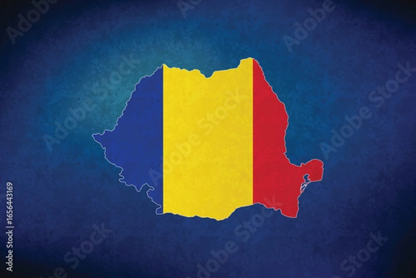 Fototapeta Romania vector map with flag	