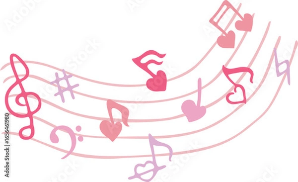 Fototapeta 악보_오선지03_하트음표_음악_뮤직