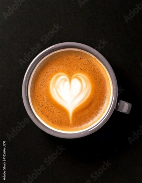 Fototapeta a cup of coffee with a heart in the foam