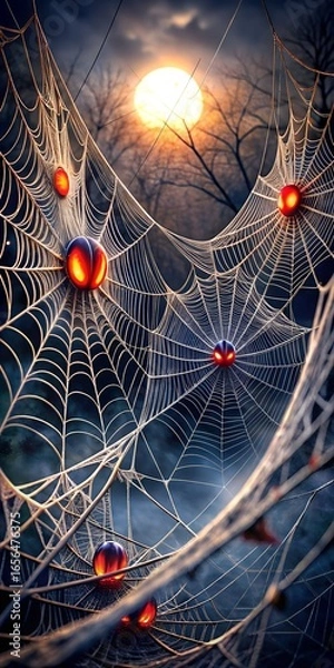 Fototapeta Ghostly webs halloween background mobile wallpaper
