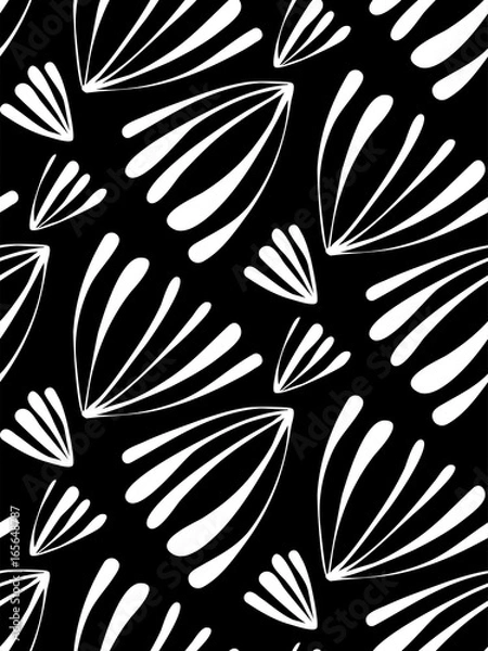 Fototapeta Seamless background pattern in retro style. Wrapping paper, wallpaper, fabric swatch. Black and white vector illustration.