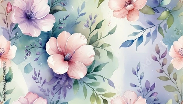 Fototapeta seamless background with flowers