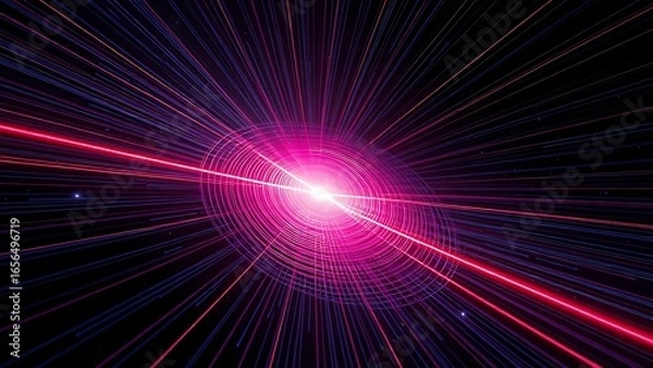Fototapeta Concentric magnetic field lines of pure light warping space around a laser beam.