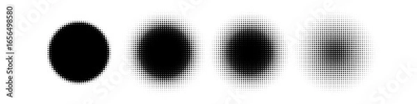 Obraz Simple BW Halftone Blurred Heart Shapes Set