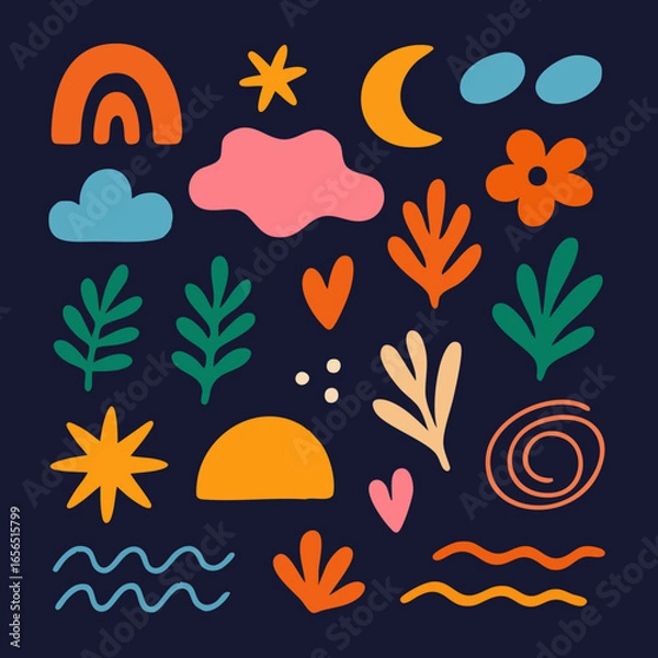 Obraz Abstract Organic Shapes Collection – Colorful Hand Drawn Vector Elements