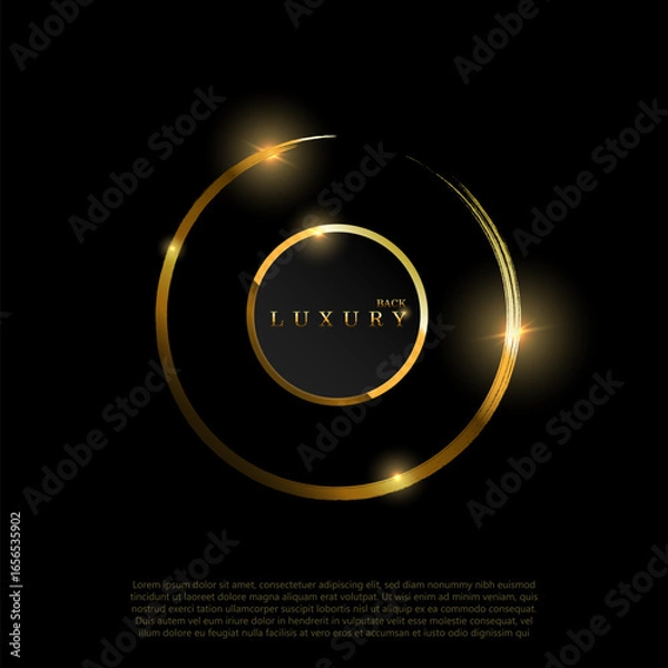 Fototapeta Golden Round Frame With Luxury Text And Flares