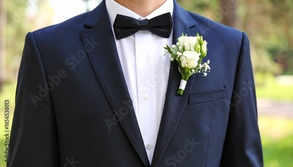 Fototapeta 男性の胸元のコサージュの花