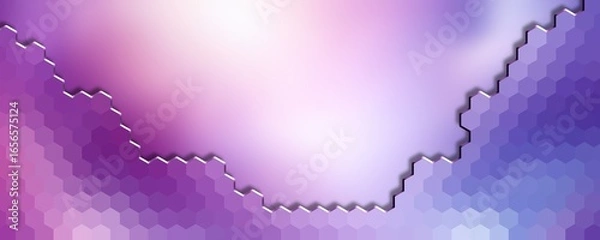 Fototapeta Abstract geometric and blurry background, with a purple and pink mosaic pattern and a soft gradient, modern and unique design with jagged edges