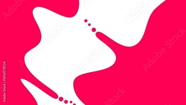 Fototapeta Fuchsia Abstract Shapes on White. Modern Design Element with Flowing Luquid and Dots.
