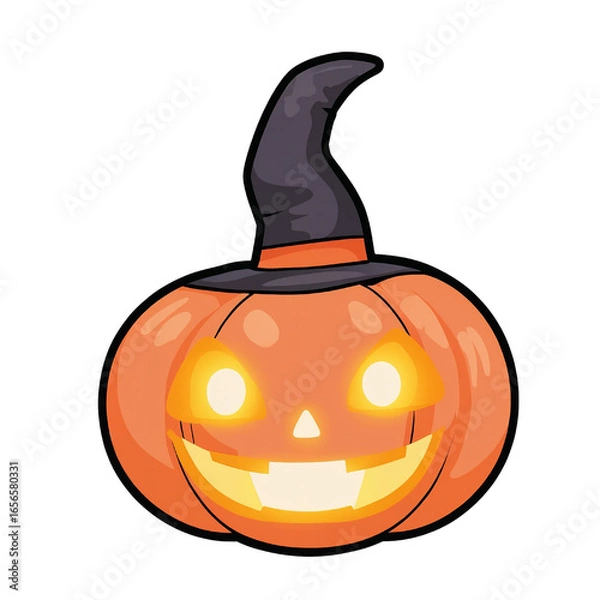Obraz Halloween Pumpkin with Witch Hat