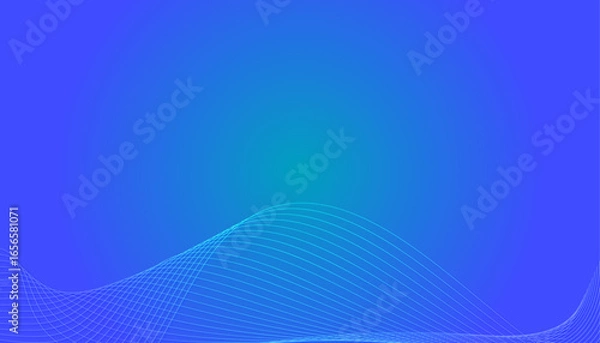 Fototapeta Abstract Blue Gradient Background with Wavy Flowing Lines