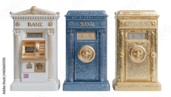 Fototapeta Decorative Bank Vaults Set Isolated on Transparent Background