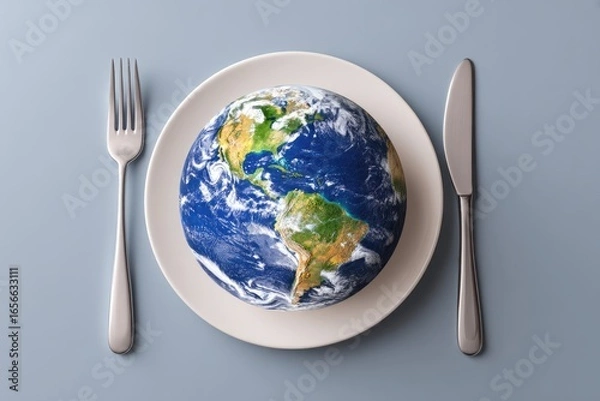 Obraz Earth on a plate, ready to be eaten