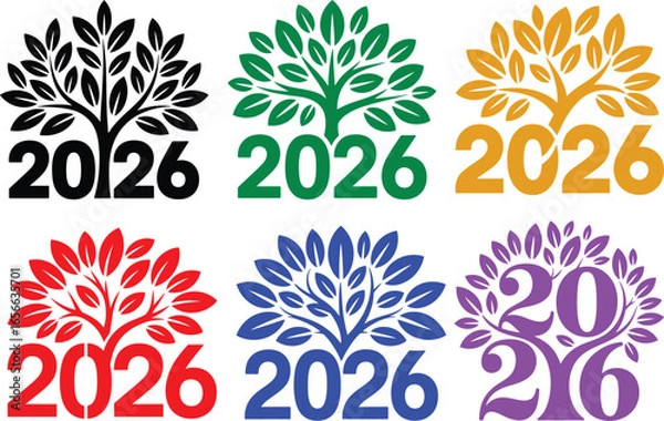 Fototapeta 2026 Graduation Six Colorful Tree Designs for Class of 2026