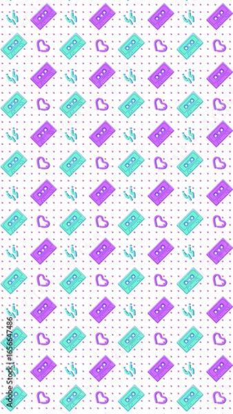 Fototapeta Vibrant geometric pattern with playful pastel shapes and subtle dotted background for modern design