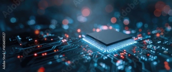 Fototapeta Circuit board with microprocessor