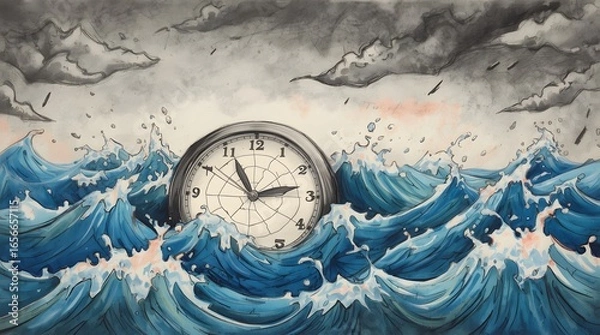 Fototapeta Clock on Wave