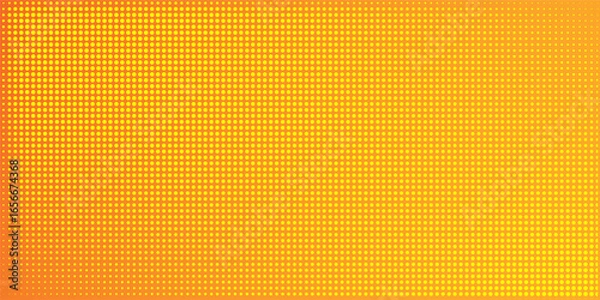 Fototapeta Yellow halftone pattern. Retro comic gradient background. Bright orange pixelated dotted texture overlay.