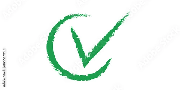 Fototapeta Green Brush Style Check Mark in Circle Icon