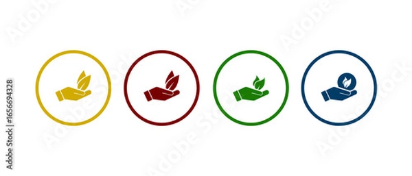Fototapeta leaf on the hand icon vector illustration. leaf on the hand icon in different color design.