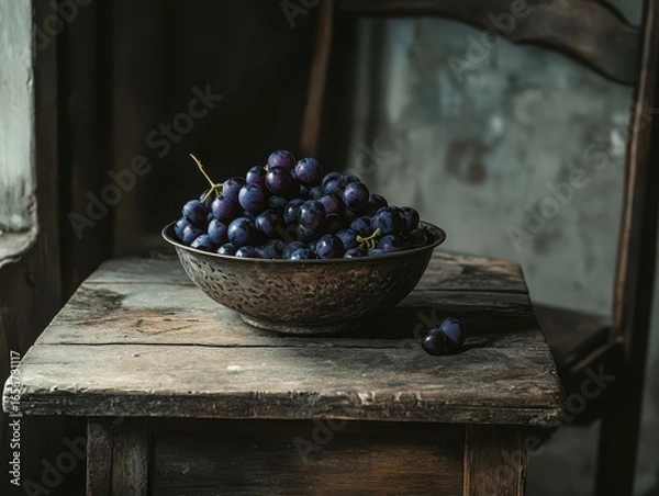 Fototapeta A grape is laid in the big bowl.