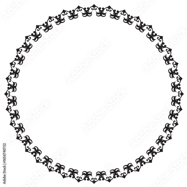Fototapeta Black round vintage vector frame on a white background. EPS 10