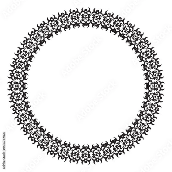 Fototapeta Black round vintage vector frame on a white background. EPS 10