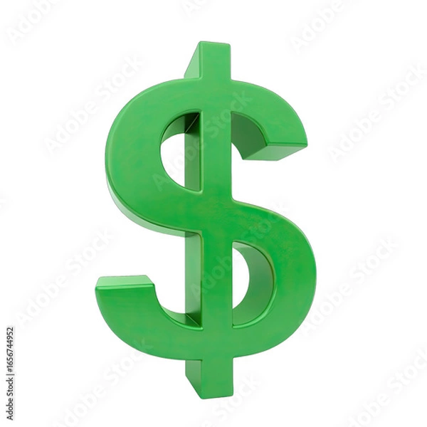 Obraz Isolated green dollar sign on black background.