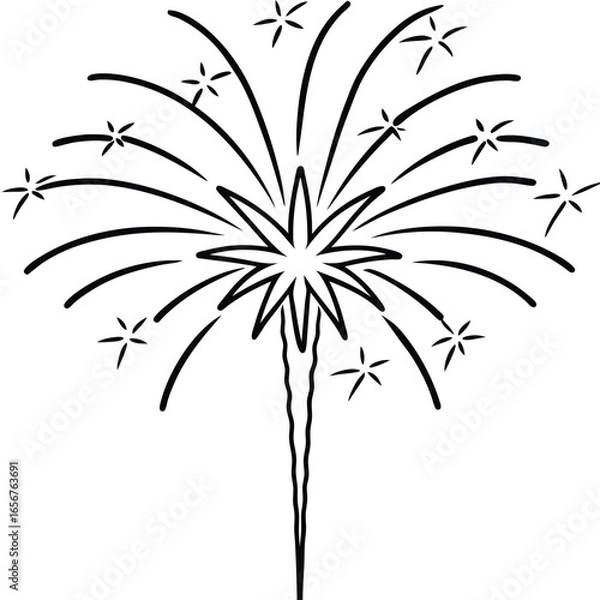 Fototapeta Minimal Fireworks Line Art Vector