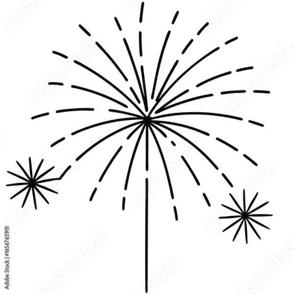 Obraz Minimal Fireworks Line Art Vector