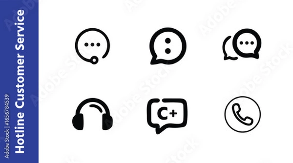 Fototapeta Hotline & 24 by 7 Customer Service Icons – Outline Vector