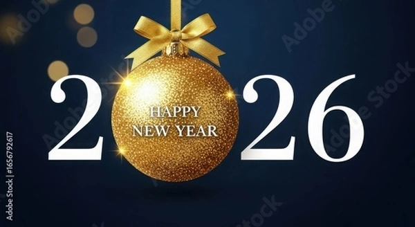 Obraz Sparkling golden ornament celebrates the arrival of the new year 2026