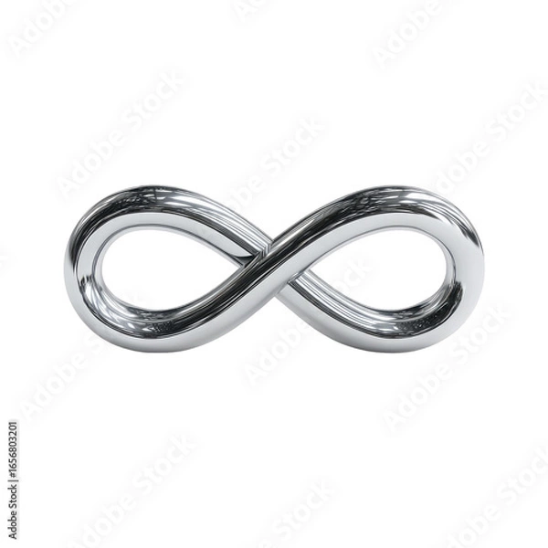 Fototapeta Shiny silver infinity symbol. 3D render