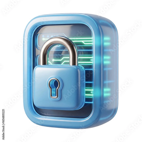 Obraz Cybersecurity lock icon isolated on transparent background