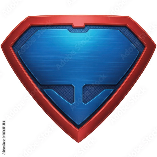 Fototapeta Superhero emblem shield red and blue isolated on transparent background