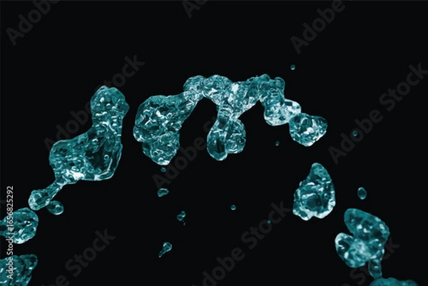 Fototapeta Flying Drops of Turquoise Water that Take on Unreal Shapes - The Fifth Frame of Set - Graphic Design