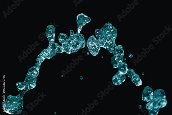 Fototapeta Flying Drops of Turquoise Water that Take on Unreal Shapes - The Sixth Frame of Set - Graphic Design