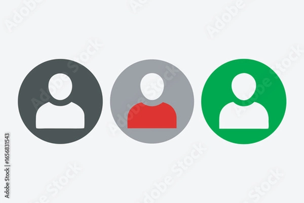 Fototapeta Three circular grayscale profile icons with clean modern design