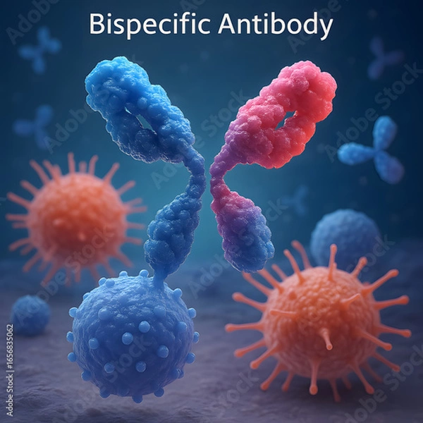 Obraz A bispecific antibody targeting different antigens for medical innovation. Vital in immunotherapy and biotechnology for advanced healthcare solutions.