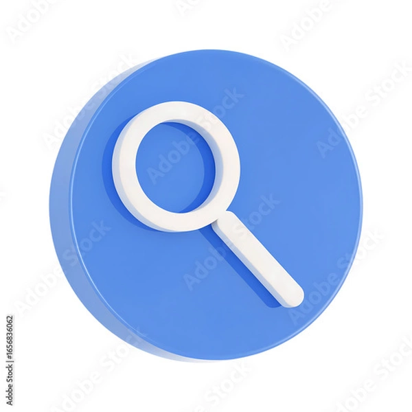 Obraz Stylized blue circle with white magnifying glass icon