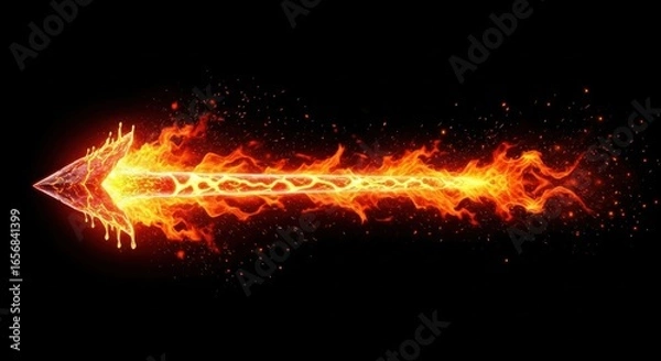 Obraz Fiery Arrow Streaking Through Darkness with Explosive Trails