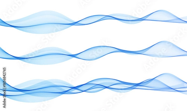 Fototapeta Abstract Background, Transparent Waved Lines. Soft Blue Smoke Wave BG. Colorful Gradient Flowing Wavy Lines. Vector illustration.