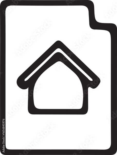 Obraz Bold Black Line Art Icon: Home Document File, Simple Housing Symbol, Minimalist Design