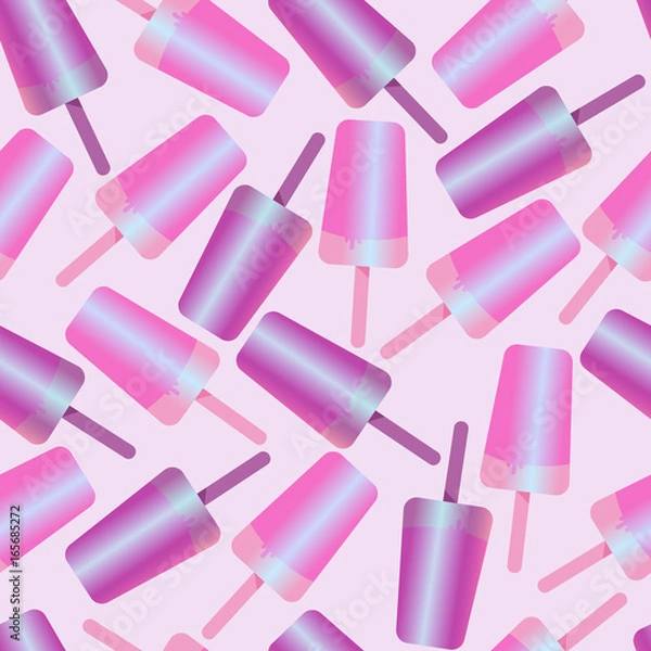 Fototapeta seamless pattern ice cream, ice lolly, pastel colors on white background. Vector