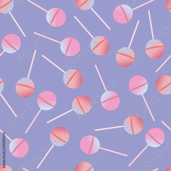 Fototapeta Sketches lollipop seamless pattern. Sweet candies vector illustration