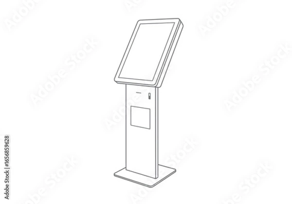 Obraz A outlined kiosk with touch screen cabinet and base